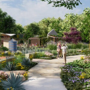 Architectural renduring of WaterSaver Community at San Antonio Botanical Garden